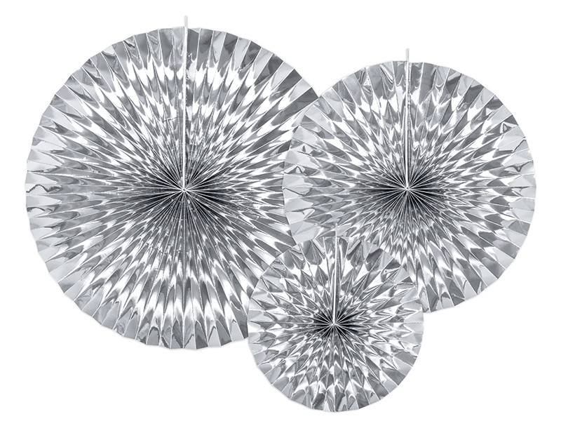 Pappersrosett – silver – 3-pack