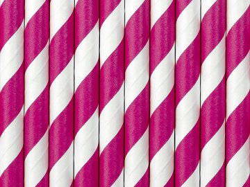 Paper Straws, dark pink, 19.5cm (1 pkt / 10 pc.)
