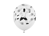 Balony 30cm, Piłkarz i piłki, Pastel White (1 op. / 50 szt.)