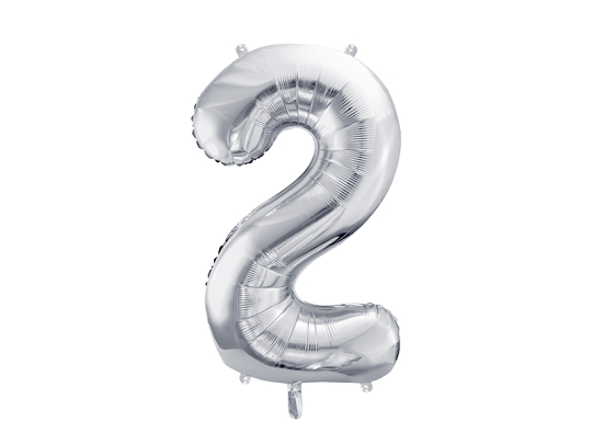 Folienballon Ziffer ''2'', 72cm, silber
