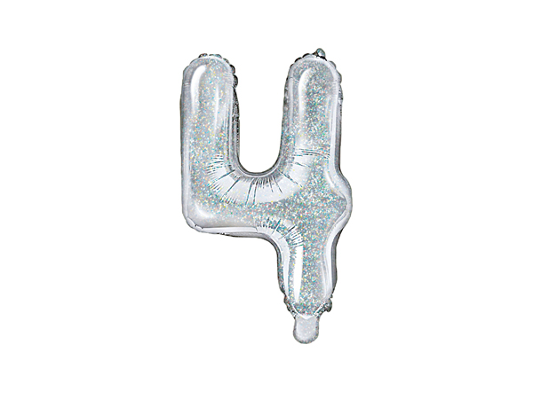 Sifferballong – siffra 4 – holografisk – 35 cm