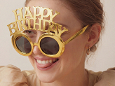 Brille Happy Birthday, 16.5x11.5 cm, Kaltgold