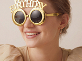 Brille Happy Birthday, 16.5x11.5 cm, Kaltgold