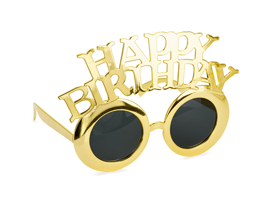 Brille Happy Birthday, 16.5x11.5 cm, Kaltgold