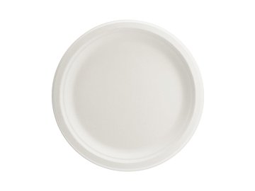 Sugar cane plates, white, 22.5cm (1 pkt / 6 pc.)