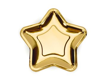 Paper Plates Star, gold, 18cm (1 pkt / 6 pc.)