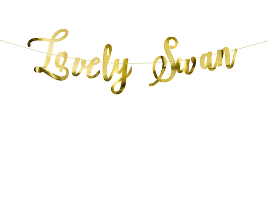 Banner Lovely swan, gold, 64x21,3cm
