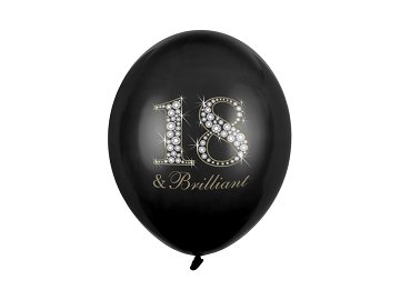 Balony 30cm, 18 & Brilliant, Pastel Black (1 op. / 6 szt.)