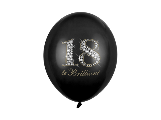 Ballons 30 cm, 18 & Brillant, Noir Pastel (1 pqt. / 6 pc.)