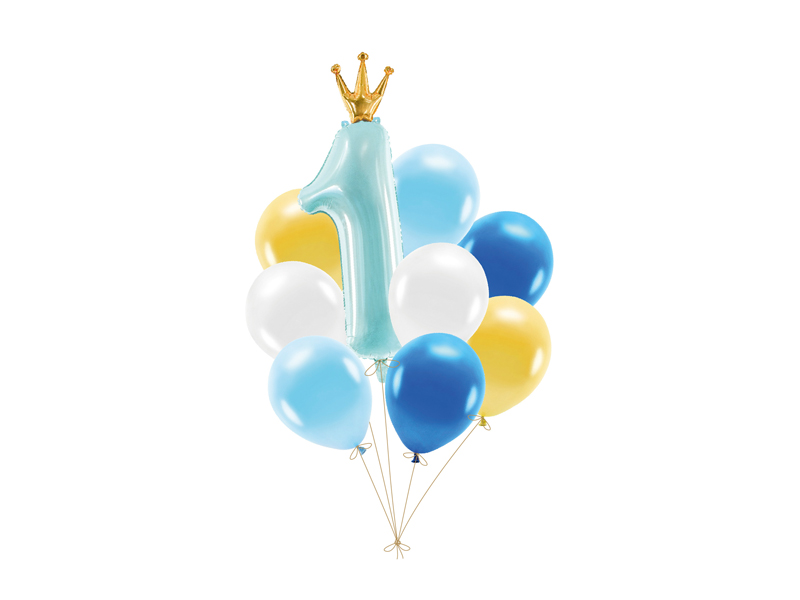Ballongset – First Birthday – blå – 9-pack