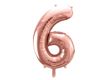 Folienballon Ziffer ''6'', 86cm, roségold