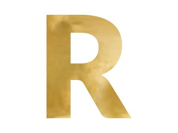 Mirror letter ''R'', gold, 50x60 cm