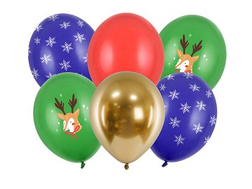 Luftballons 30 cm Merry Christmas, Mix (1 VPE / 6 Stk.)