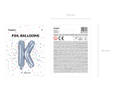 Balon foliowy Litera ''K'', 35cm, holograficzny
