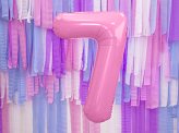 Foil Balloon Number ''7'', 86cm, pink