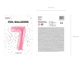 Folienballon Ziffer ''7'', 86cm, rosa