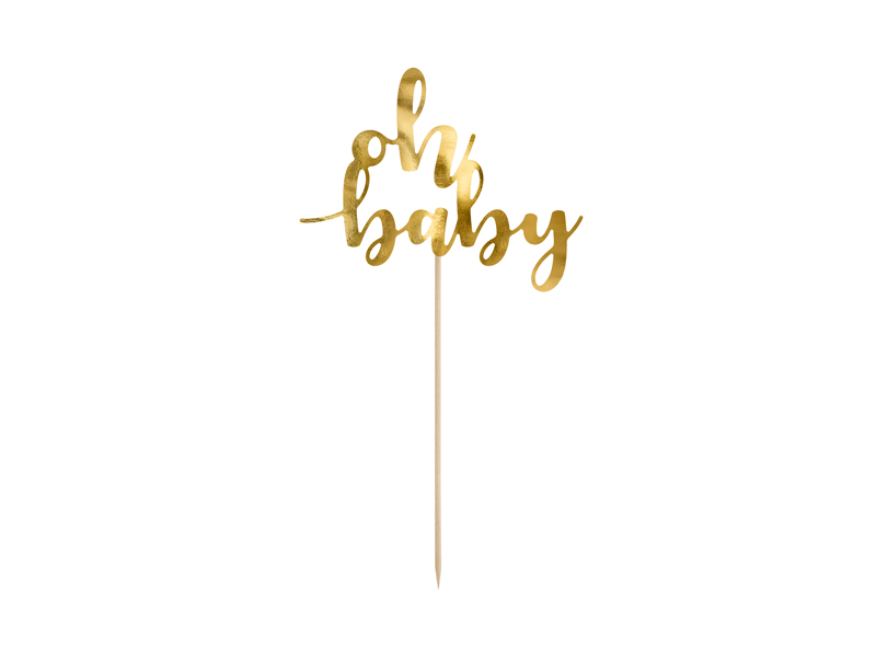 Tårttoppers – Oh Baby – guld – 25 cm