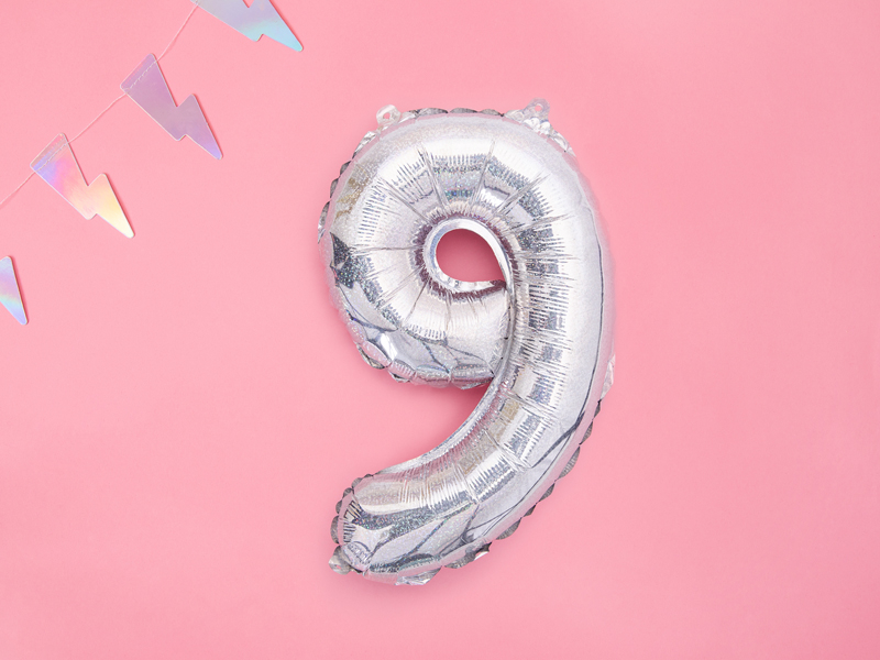 Ballon Mylar Chiffre ''9'', 35cm, holographique - Décorations et