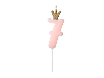 Bougie d'anniversaire Chiffre 7, rose clair, 9.5cm