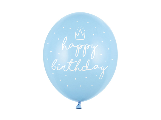 Ballons 30 cm, joyeux anniversaire, Bébé bleu pastel (1 pqt. / 6 pc.)