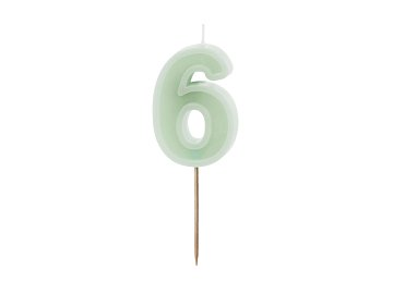 Birthday candle Number 6, green, 6 cm