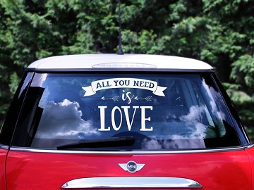 Wedding day car sticker - All you need is love, 33x45cm