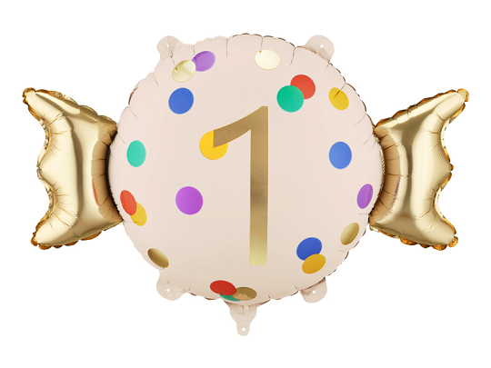 Ballon aluminium Bonbon ''1'', 61x37 cm, assortiment