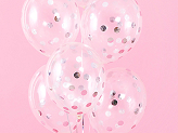 Ballons avec confettis - cercles, 30 cm, argent (1 pqt. / 6 pc.)