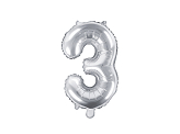 Ballon Mylar Chiffre ''3'', 35cm, argenté