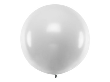 Balon okrągły 1 m, Metallic Silver Snow