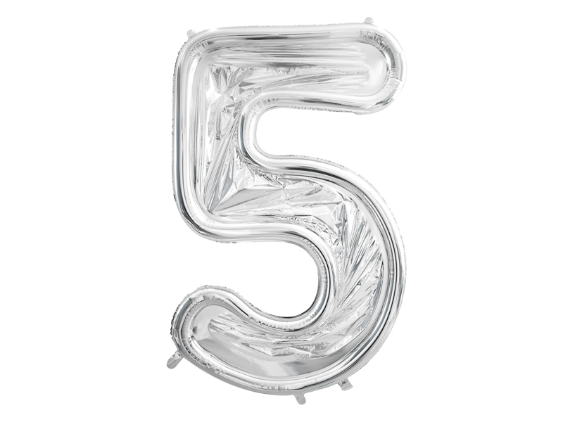 Sifferballong – Ramballong – siffra 5 – silver – 126 cm