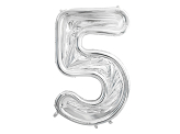 Cadre Numéro '5' pour Ballons Latex, 126cm, Argenté Brillant
