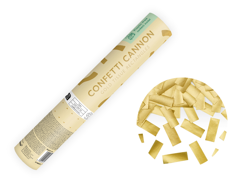 Konfettikanon – guldremsor – guld – 20 cm