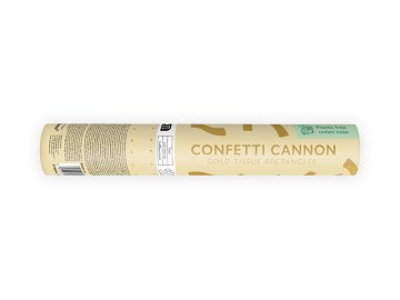 Confetti cannon, gold, 20cm