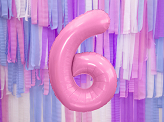 Folienballon Ziffer ''6'', 86cm, rosa