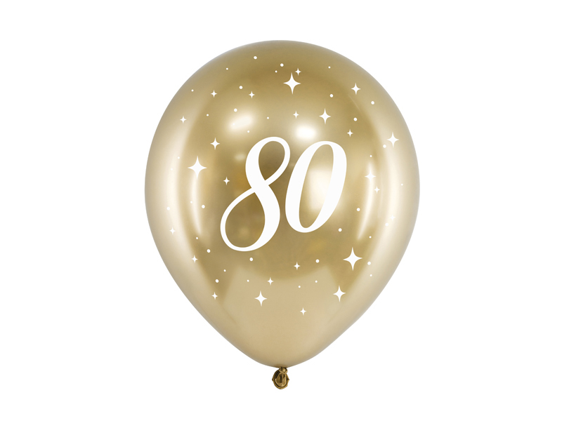 Latexballong Glossy – 80-årsdag – guld – 30 cm