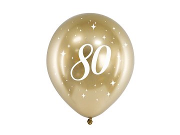 Ballons Glossy 30 cm, 80, dorés (1 pqt. / 6 pc.)