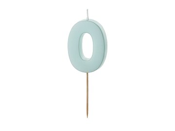 Birthday candle Numeral 0, light blue, size 5.5 cm