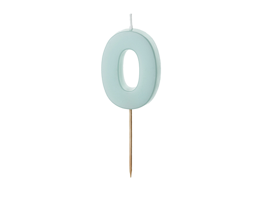 Birthday candle Numeral 0, light blue, size 5.5 cm