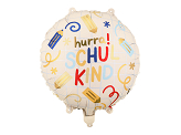 Foil balloon tablet Hurra Schulkind, 35x35 cm, cream