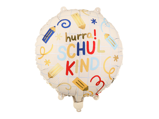 Balon foliowy pastylka Hurra Schulkind, 35x35 cm, kremowy
