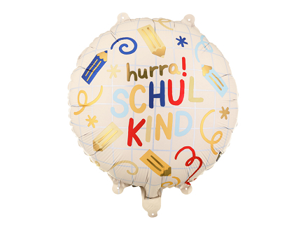 Balon foliowy pastylka Hurra Schulkind, 35x35 cm, kremowy