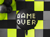 Folienballon Game over, 45 cm, Schwarz