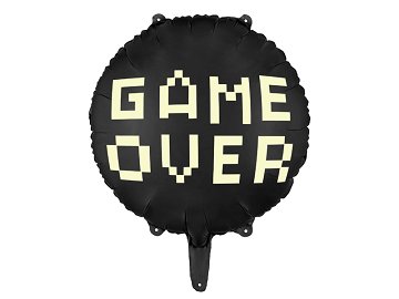 Balon foliowy Game over, 45 cm, czarny