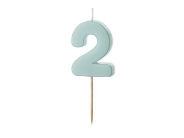 Birthday candle Numeral 2, light blue, size 5.5 cm
