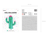 Foil balloon Cactus, 60x82cm, mix