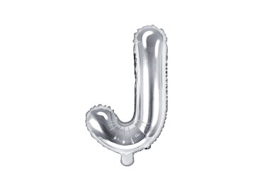 Balon foliowy Litera ''J'', 35cm, srebrny