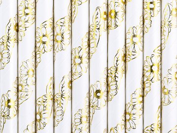 Paper Straws, gold, 19.5cm (1 pkt / 10 pc.)