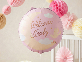 Ballon aluminium pastille ''Welcome Baby'', 35x35 cm, rose clair