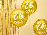 Foil Balloon 80th Birthday, gold, 45cm